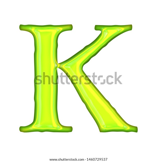 Neon Green Glowing Letter K 3d のイラスト素材
