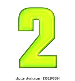 Neon Green Glowing Number Two 2 Stock Illustration 1352298884 ...