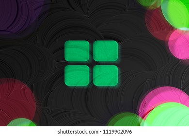 Neon Green Large Text Editor Glass Icon On The Black Painted Background. 3D Illustration Of Green Document, Font, Larger, Size, Text Icon Set On The Dark Black Background.