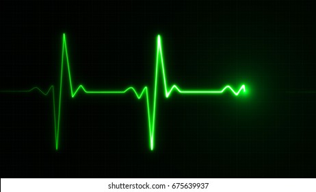 Neon Heart Beat Pulse In Green Illustration