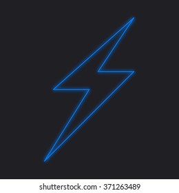 A Neon Icon Isolated On A Black Background - Lightning Bolt