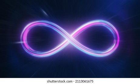 A neon infinity metaverse symbol. 3D illustration