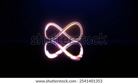 Neon Infinity Symbol with Reflection in Dark Abstract Space