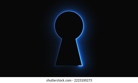 Neon keyhole. Computer generated 3d render. 3D Illustration