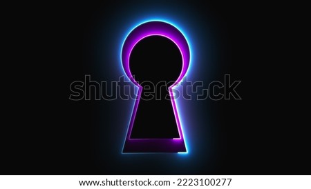 Neon keyhole. Computer generated 3d render. 3D Illustration