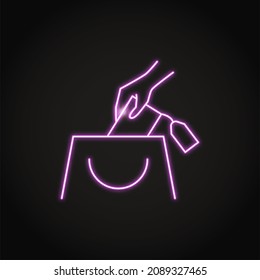 Neon Kleptomania Icon In Line Style. Mental Disorder. Shoplifting Addiction Symbol.