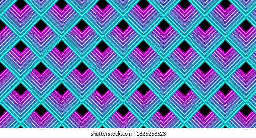 Neon Laser Chevron Zig Zag Pattern 90s Background Trendy Futuristic Wallpaper Illustration 