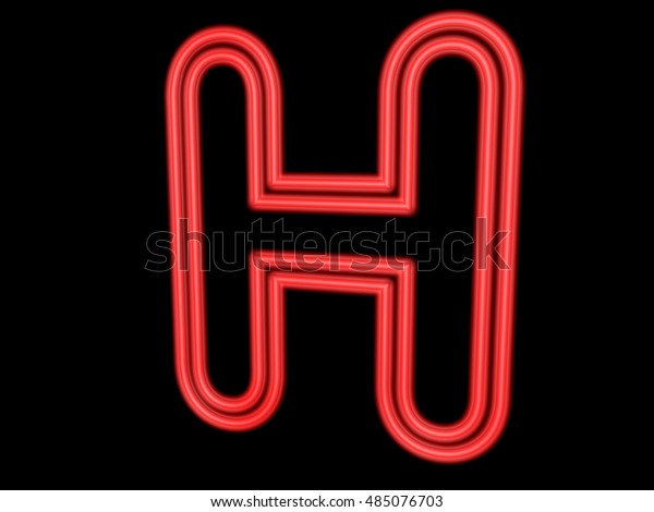 Neon Letter H Isolated On Black Stock Illustration 485076703