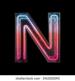 Neon Light Alphabet N Clipping Path Stock Illustration 1963502092