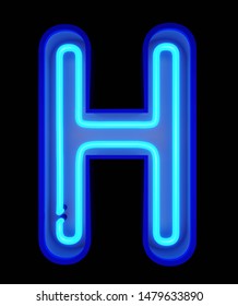 Letter H Realistic Glowing Blue Neon Stock Illustration 609427049 ...