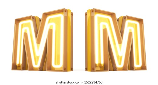 Neon Light Digital Alphabet 3d Rendering On White Background With Clipping Paths.