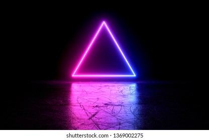 Neon Light Shapes On Black Backgroundrainbow Stock Illustration ...