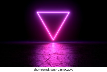 Neon Light Shapes On Black Backgroundrainbow Stock Illustration 