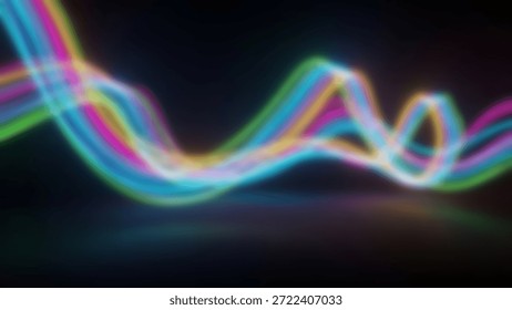 Neon Light Waves Dance in Dark Abstract Symphony.