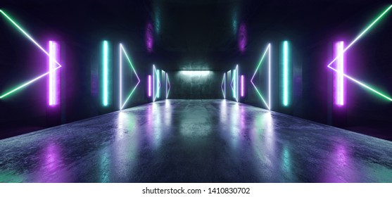 Stage Neon Lighting Background Blank Platform Stock Illustration 1080381896