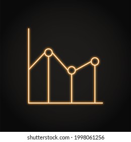 Neon Line Graph Icon In Linear Style. Statistics Chart Symbol.