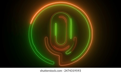 Neon line . microphone Voice recording podcast mic microphone button icon . - Powered by Shutterstock