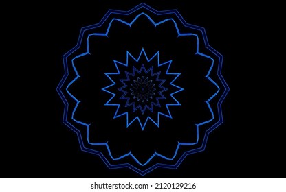 Neon Lines Blue Mandala Background