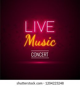 Neon Live Music Concert Acoustic Party Poster Background Template with text sign spotlight and stage - Powered by Shutterstock