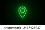 Neon map pin icon. Glowing neon marker sign. neon glowing Location pin, GPS navigator geotag locator mark of map, futuristic technology