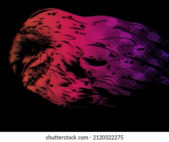 Neon Owl Art Illustrated Design