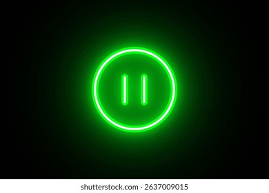 Neon pause icon. Neon pause button. Stop icon.	
