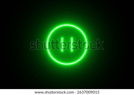 Neon pause icon. Neon pause button. Stop icon.	