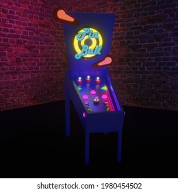 Neon Pinball In A Brick Room