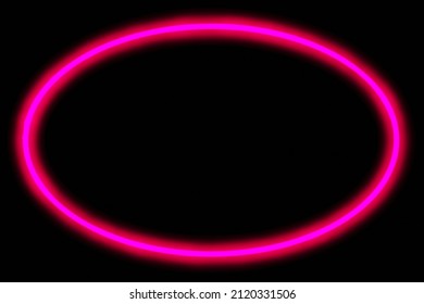 Neon Pink Oval Frame On A Black Background