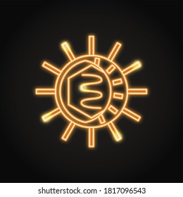 Neon Poliomyelitis Icon In Line Style. Polio Virus Cell Symbol. 