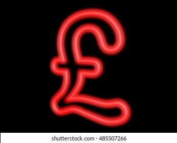 Neon Pound Sign Isolated On Black, 3d Illustration