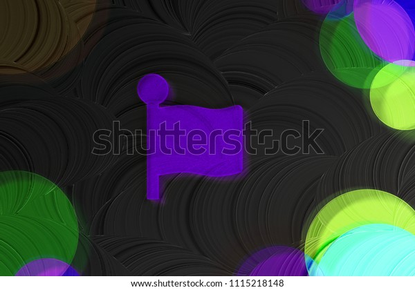 Neon Purple Flag Icon on the\
Black Plain Background. 3D Illustration of Purple Social,\
Connection, Media, Communication, Internet, Web Icon Set on the\
Black Background.
