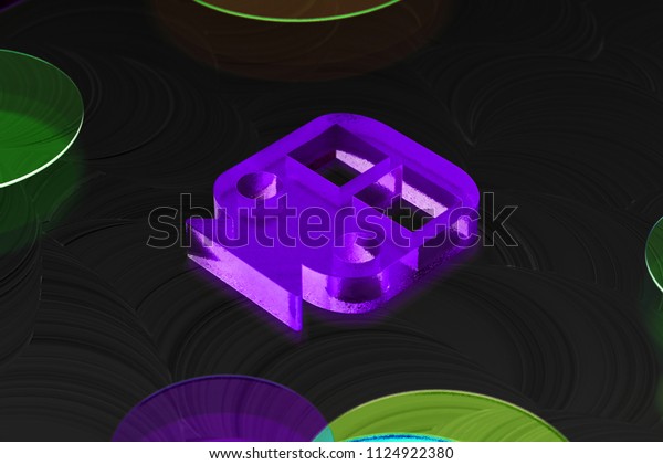 Neon Purple Transport Subway Icon on the\
Black Background With Colorful Circles. 3D Illustration of Purple\
Express Train, Metro, Railroad, Railway, Speed Vehicle Icon Set on\
the Black\
Background.