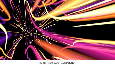 neon rays. Concept for big data, blockchain, cryptocurreny, inte
