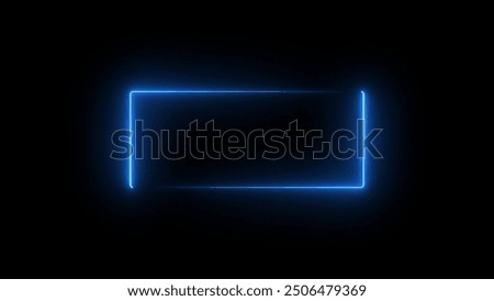 Neon Rectangle Border .Blue and pink neon rectangle frame. Black background 4k animation