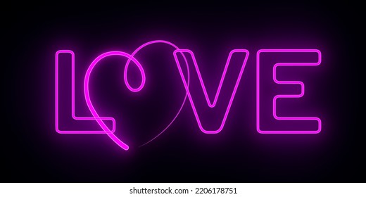 Neon Red Love On Black Background Stock Illustration 2206178751 ...