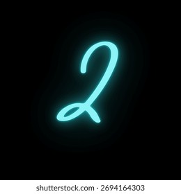 Neon Script Alphabet, Custom Light Up Lettering and Symbols Set in Glowing Cyan Blue on Black