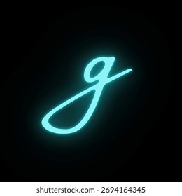 Neon Script Alphabet, Custom Light Up Lettering and Symbols Set in Glowing Cyan Blue on Black
