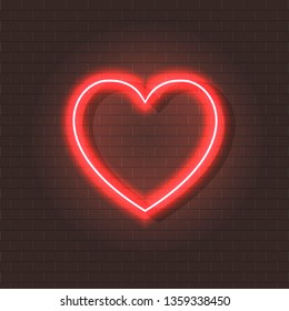Neon Red Glowing Heart Spech Bubble Stock Vector (Royalty Free ...