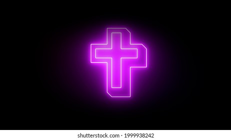 Neon Sign Bright Christian Cross Stock Illustration 1999938242 ...