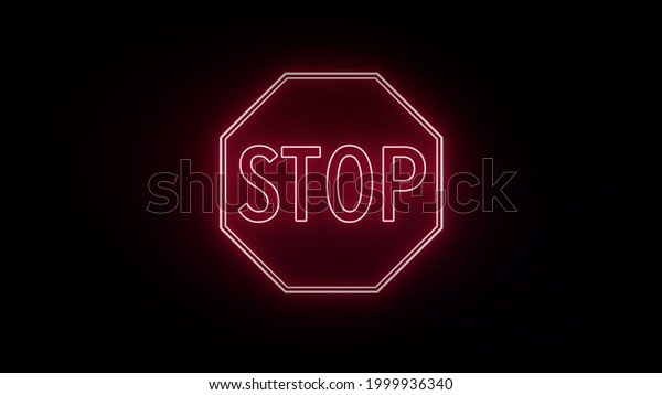 Neon sign bright\
traffic sign stop\
red