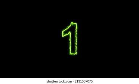 Neon Sign With Number One 1 In Bright Green Energy
