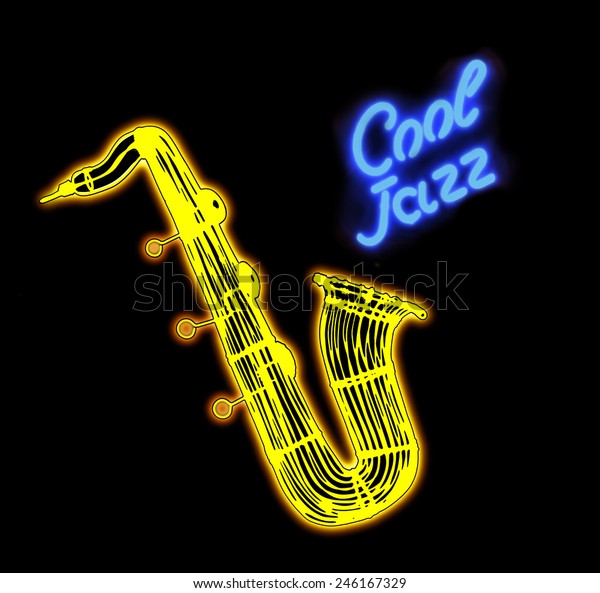 Neon Signcool Jazz Saxophone のイラスト素材