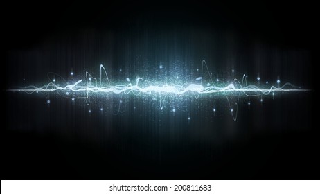 Neon sound waves. Elements Helftoun Square. Music round background of a form of a wave.