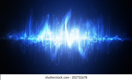 Neon sound waves. Music round background of a form of a wave.