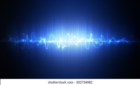 Neon Sound Waves. Music Round Background Of A Form Of A Wave.