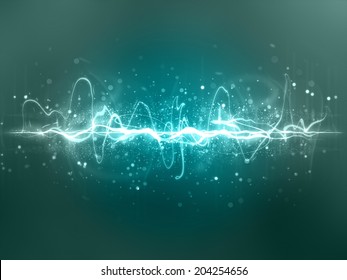 Neon Sound Waves. Music Round Background Of A Form Of A Wave.