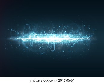 Neon Sound Waves. Music Round Background Of A Form Of A Wave.