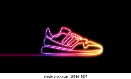 Neon sports shoes  Sneakers  in line style   Sketch sneakers for your creativity Shoe advertising  illustration 