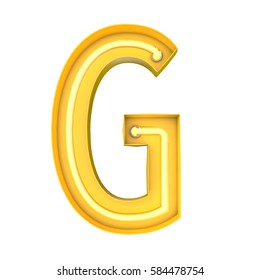 Neon style light letter G. Glowing neon Capital letter. 3D rendering